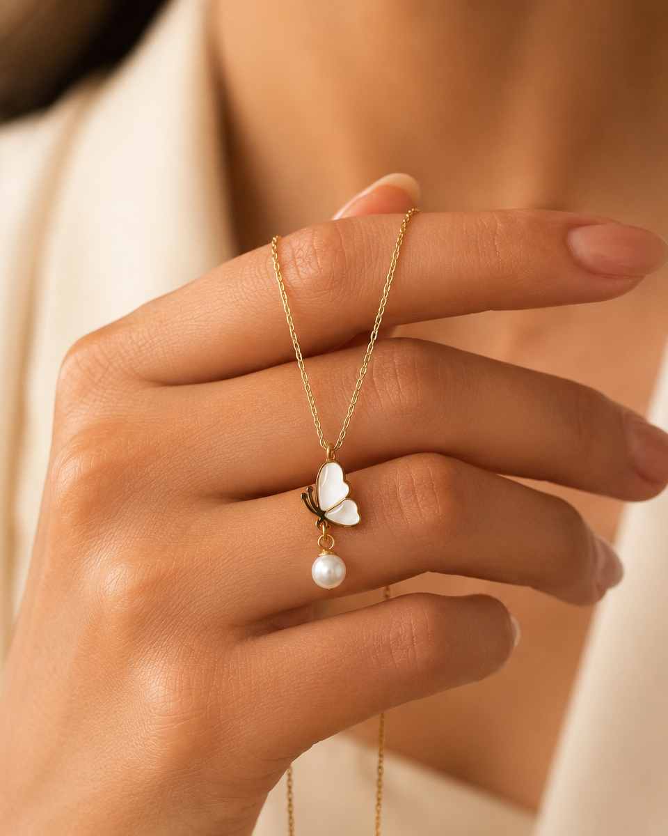 Butterfly Pearl Necklace