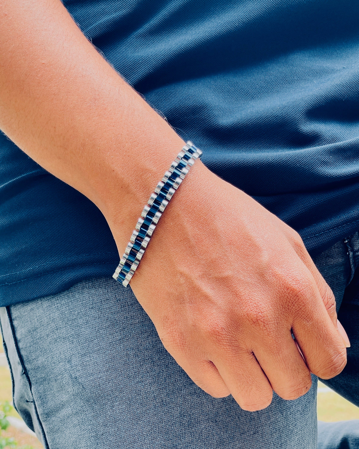 Silver Blue Horizon Bracelet